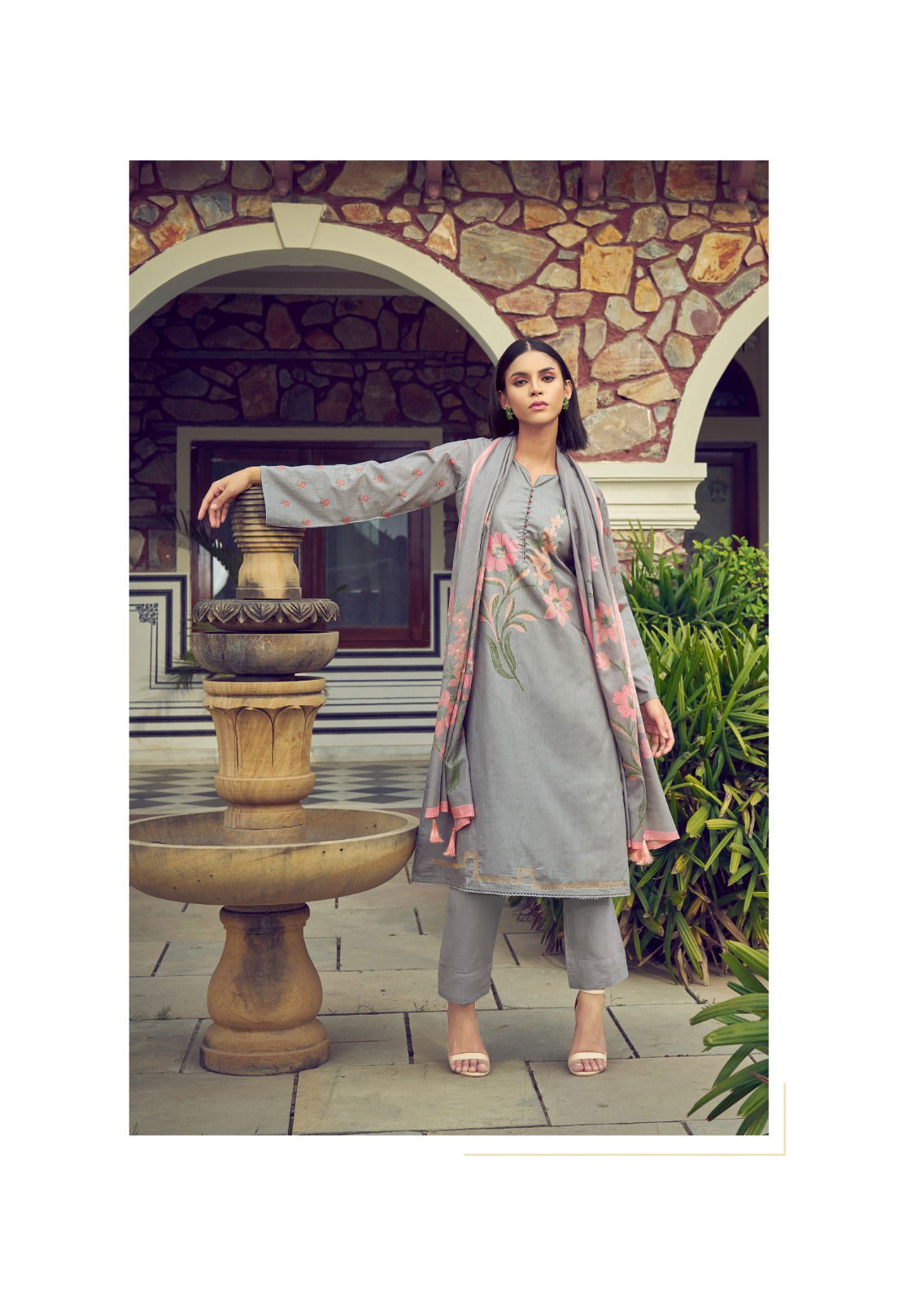 The Elnaz Collection By Prm Fancy Work Lawn Cotton Dress Material Wholesale Market In Surat